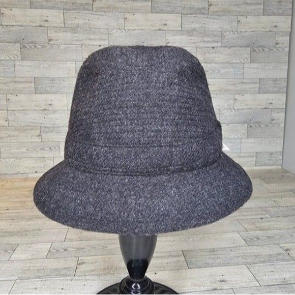 NWT Jonathan Richards Dark Grey Tweed Bucket Hat Size 6 5/8/54 100% Wool - Picture 2 of 11